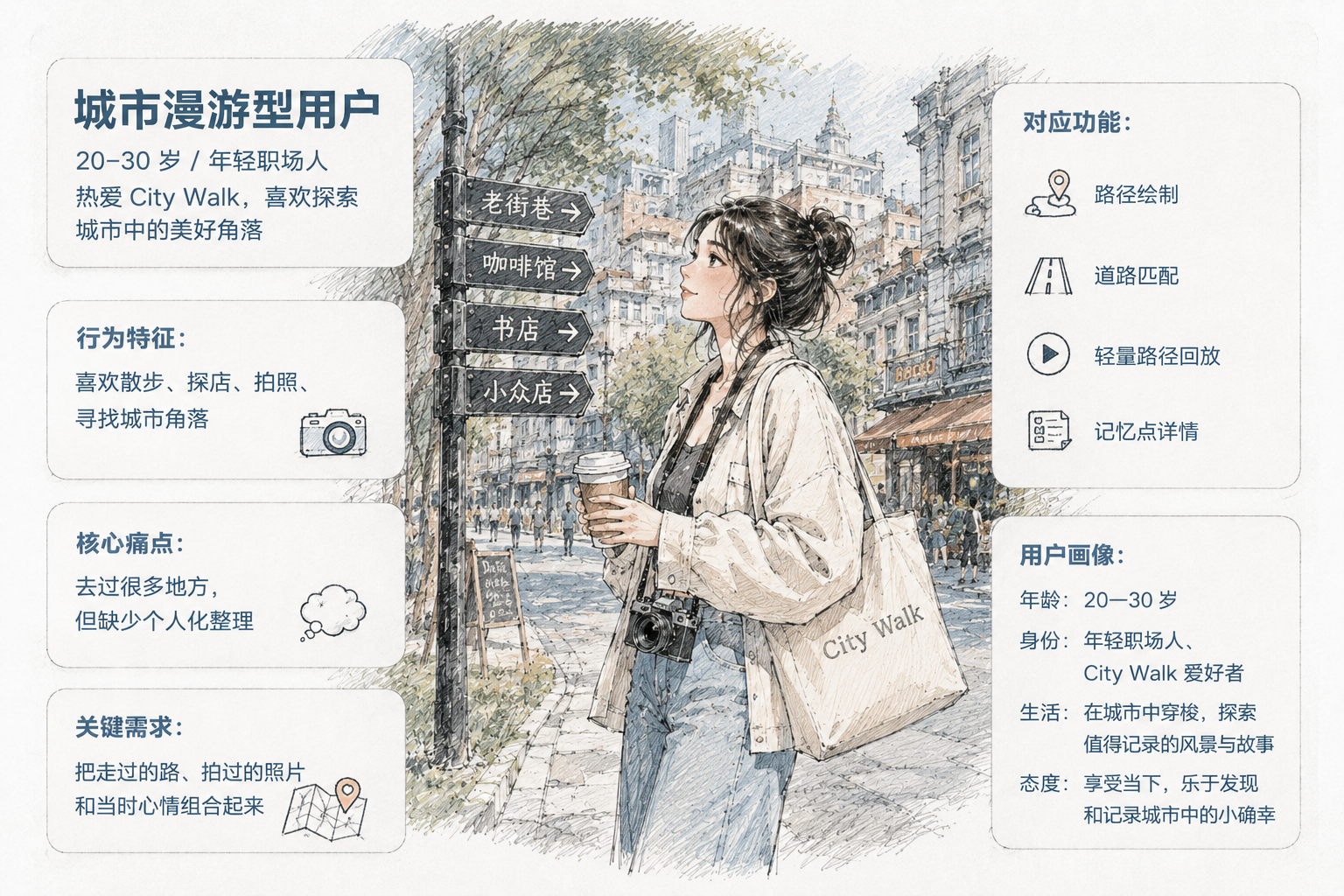 城市漫游型用户用户画像插画
