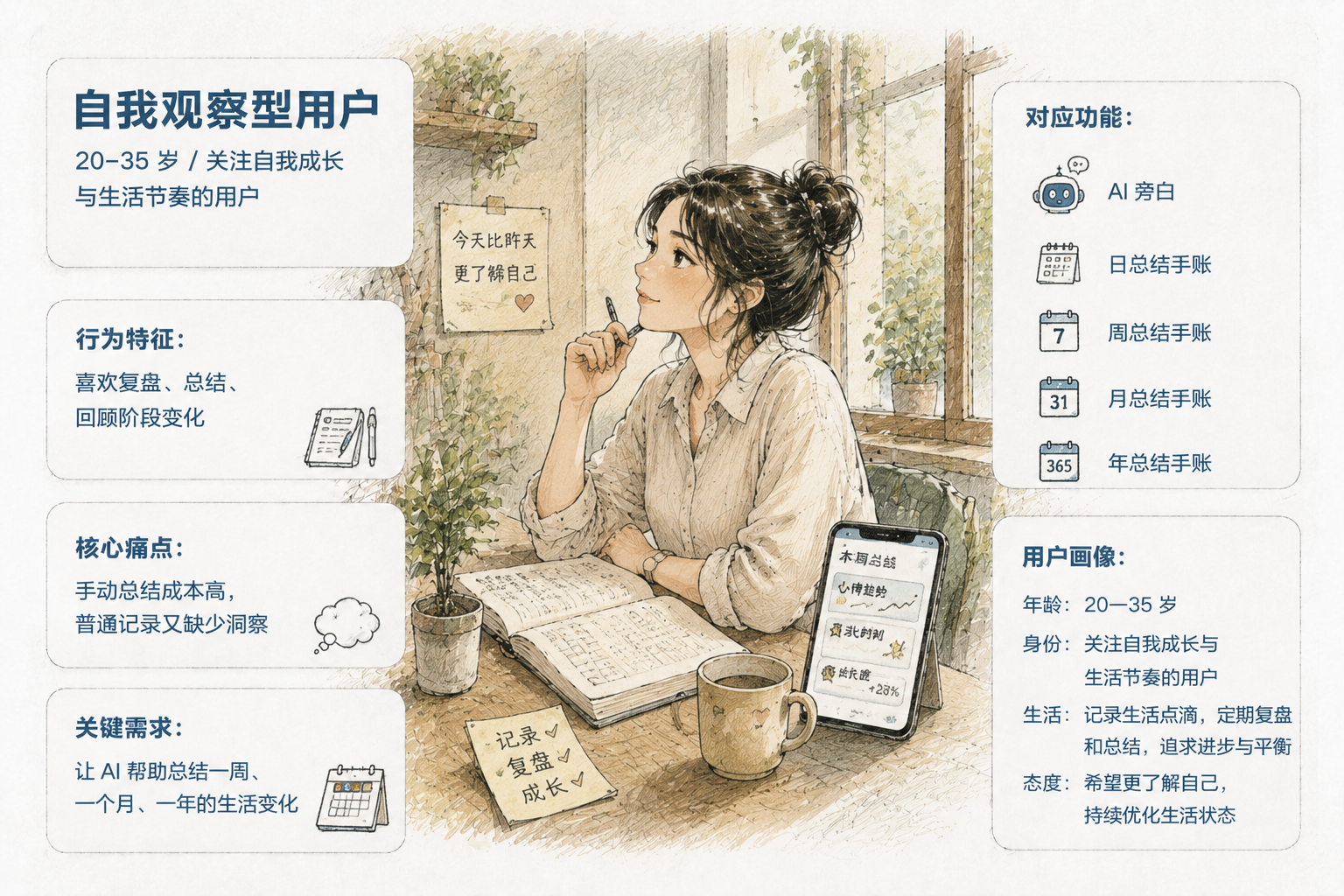 自我观察型用户用户画像插画